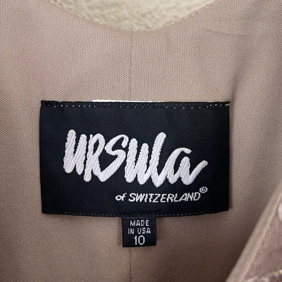 Ursula of Switzerland Lace Sequin Dress Jacket Set Taupe Formal Evening Size 10 - Picture 7 of 10